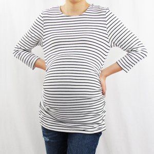 3/4 Sleeve Stripe Maternity Top with Back Buttons